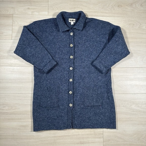 Winona Sweaters - VTG Winona Cardigan Sweater Women's Size Small Blue Speckled Wool Nylon Blend